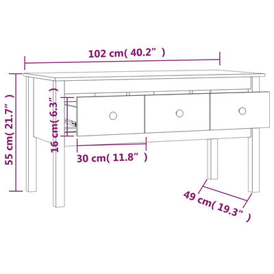 sofabord 102x49x55 cm massivt fyrretræ