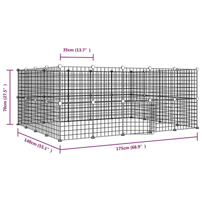 52-panels kæledyrsindhegning med låge 35x35 cm stål sort