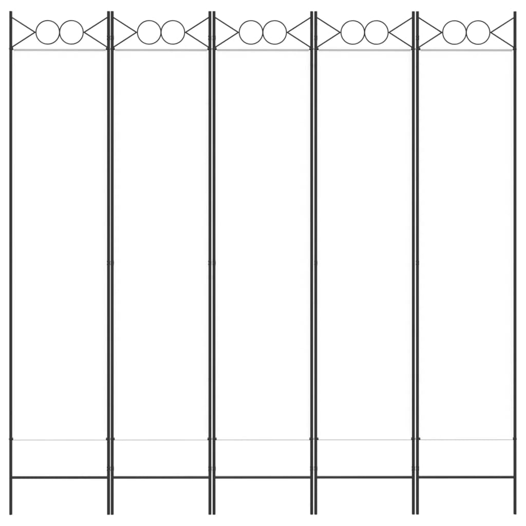 5-panels rumdeler 200x200 cm stof hvid