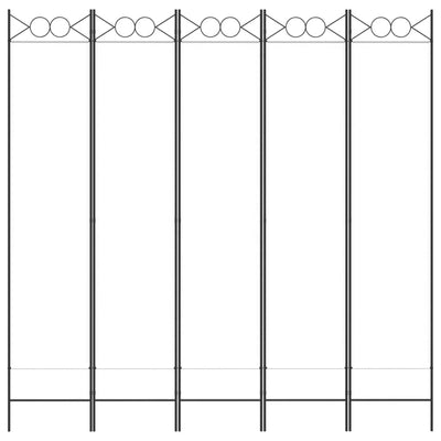 5-panels rumdeler 200x200 cm stof hvid