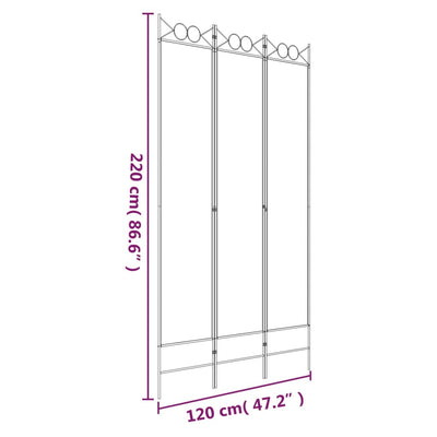 3-panels rumdeler 120x220 cm stof hvid