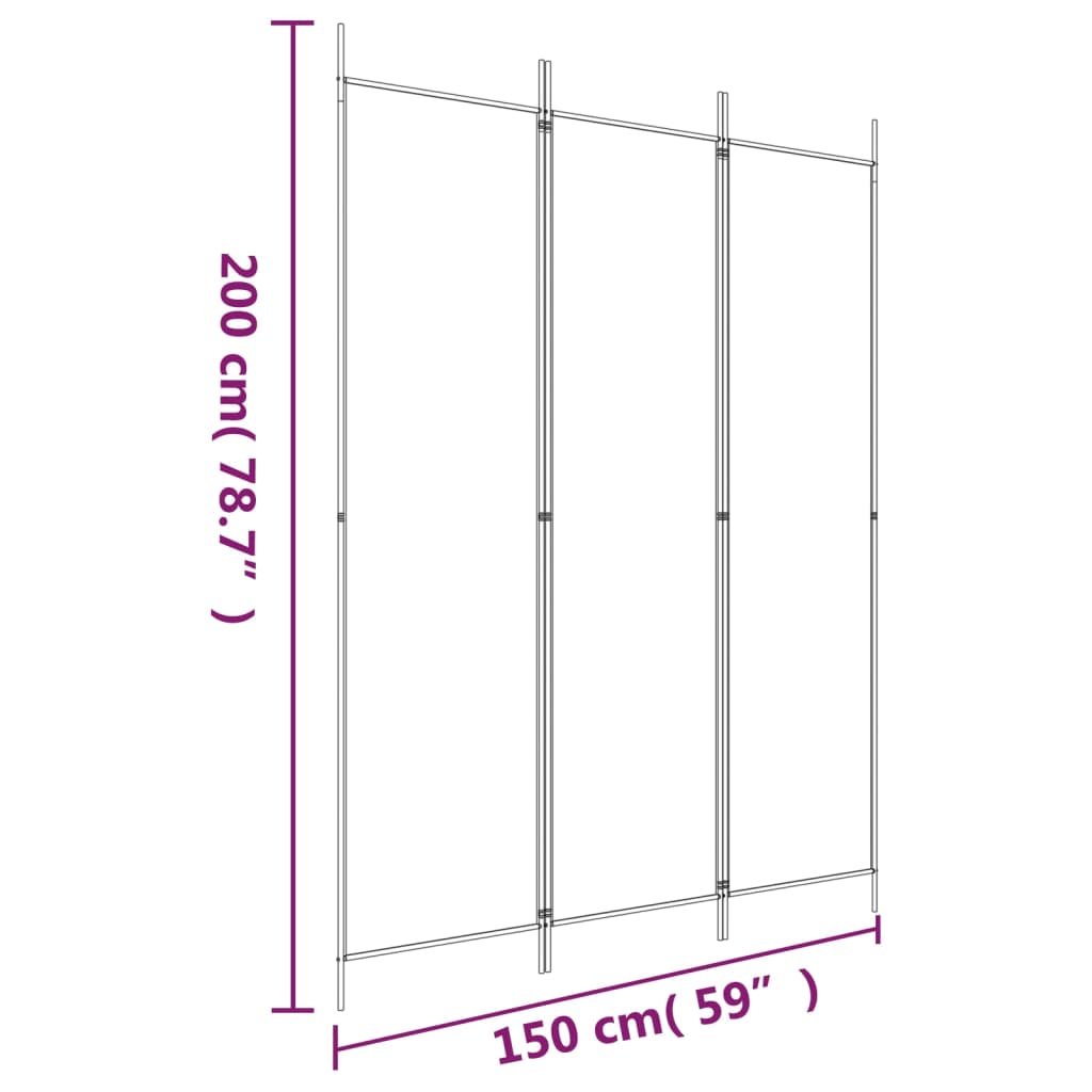 vidaXL 3-panels rumdeler 150x200 cm stof brun