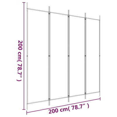 4-panels rumdeler 200x200 cm stof antracitgrå