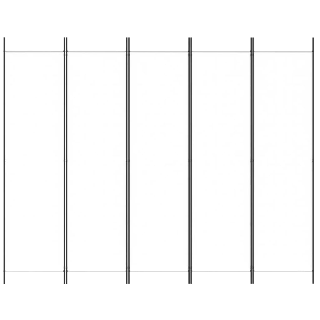 5-panels rumdeler 250x200 cm stof hvid