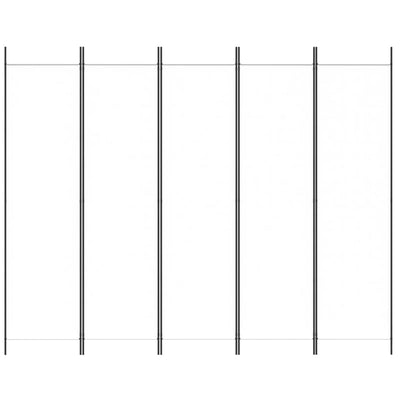 5-panels rumdeler 250x200 cm stof hvid