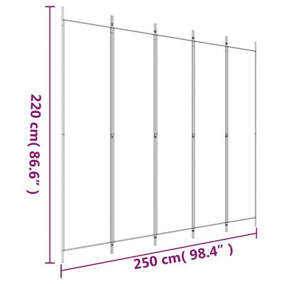 5-panels rumdeler 250x220 cm stof brun