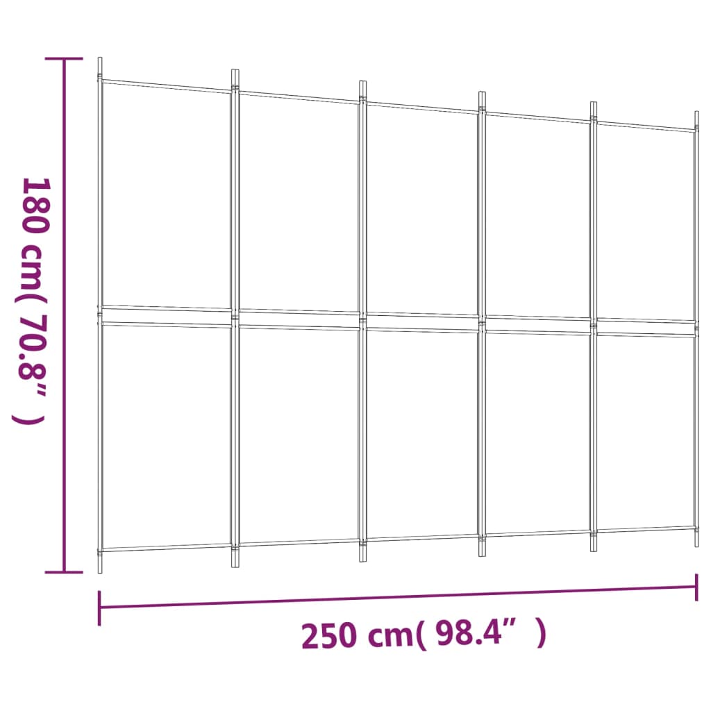 5-panels rumdeler 250x180 cm stof brun