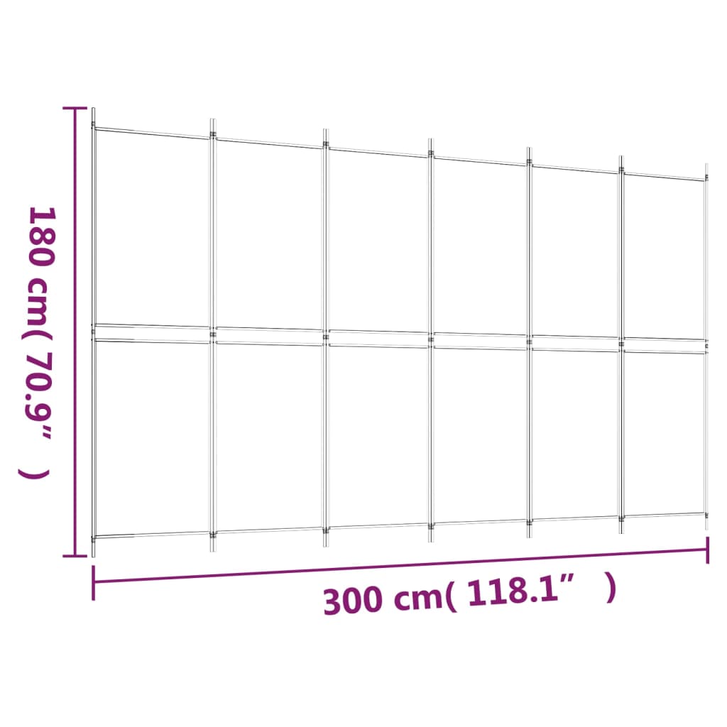 6-panels rumdeler 300x180 cm stof brun