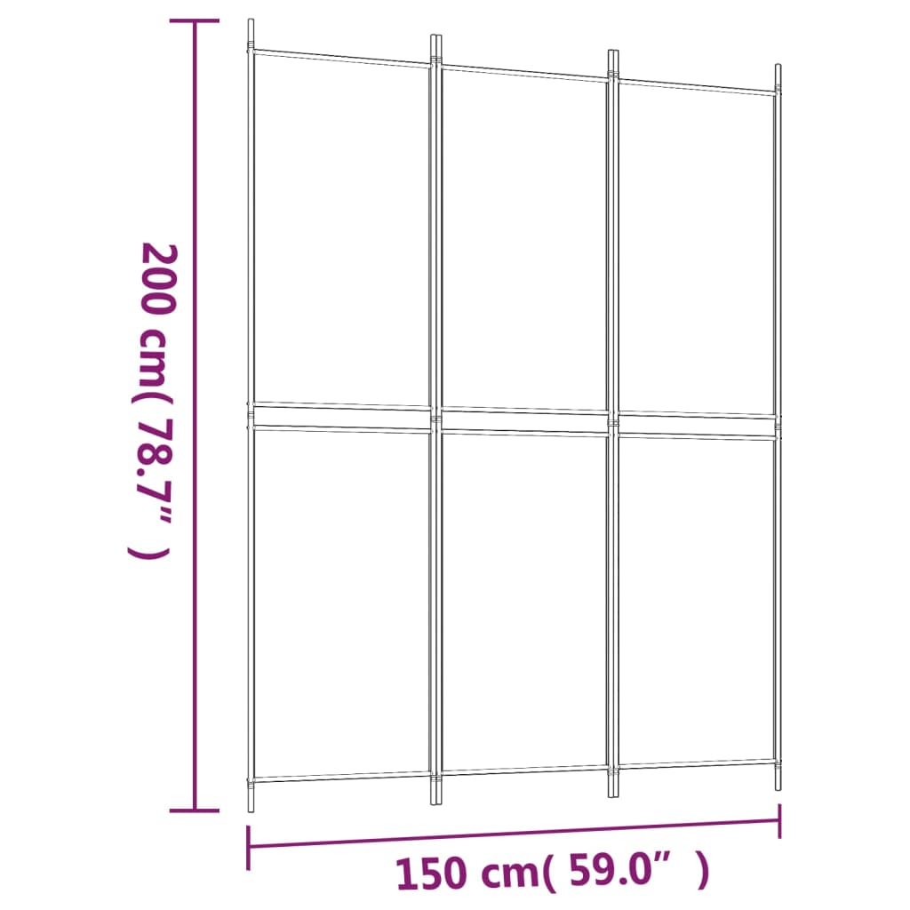 3-panels rumdeler 150x200 cm stof hvid