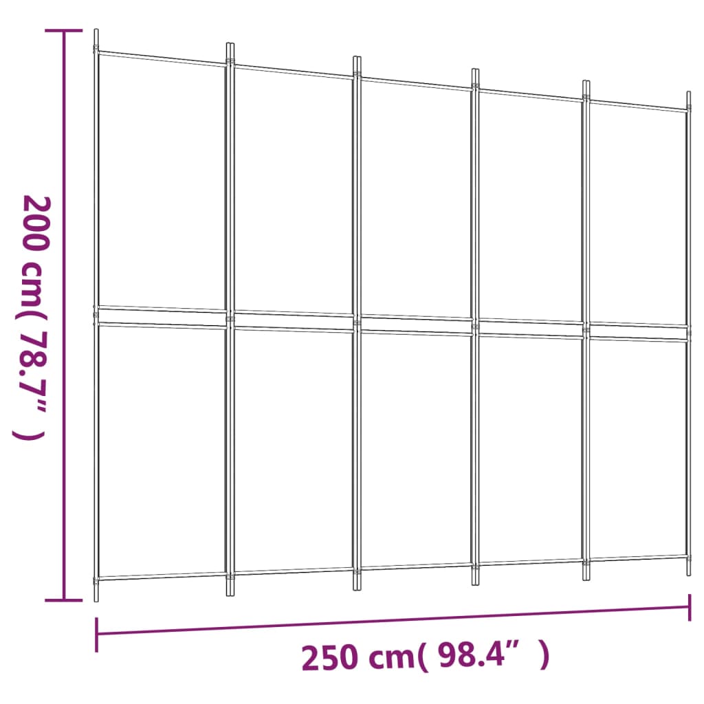 5-panels rumdeler 250x200 cm stof brun