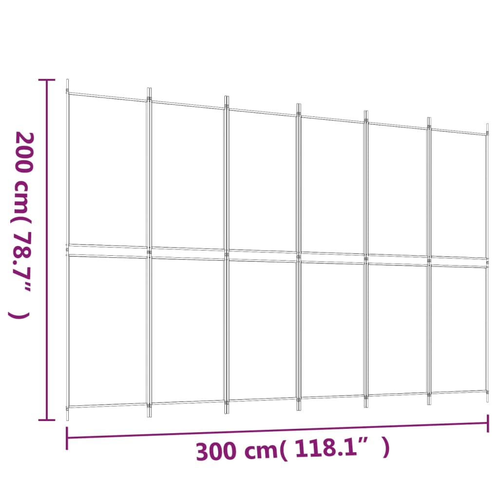 6-panels rumdeler 300x200 cm stof brun