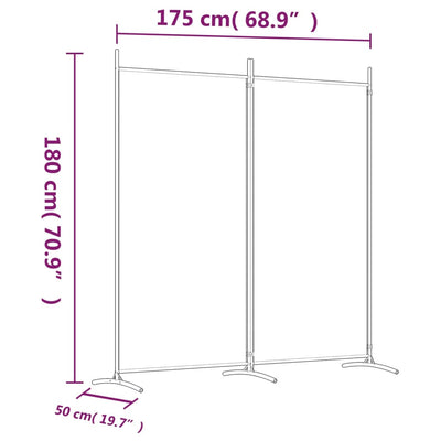 vidaXL 2-panels rumdeler 175x180 cm stof hvid