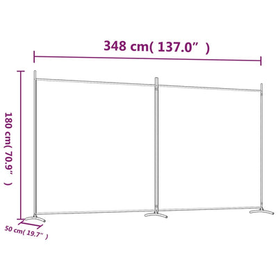 2-panels rumdeler 348x180 cm stof hvid