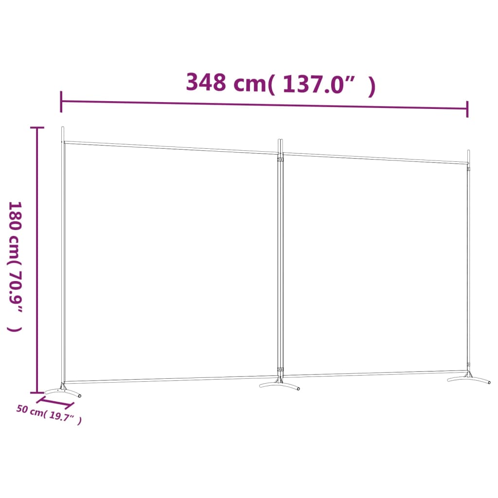 vidaXL 2-panels rumdeler 348x180 cm stof brun