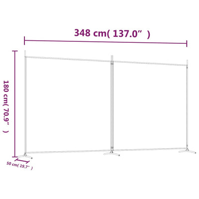 vidaXL 2-panels rumdeler 348x180 cm stof brun