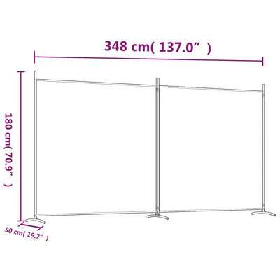 2-panels rumdeler 348x180 cm stof antracitgrå