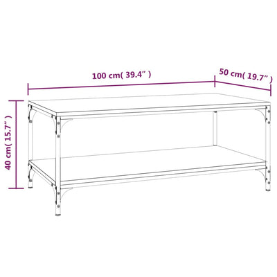 sofabord 100x50x40 cm konstrueret træ sort