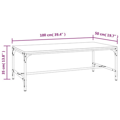 sofabord 100x50x35 cm konstrueret træ sonoma-eg