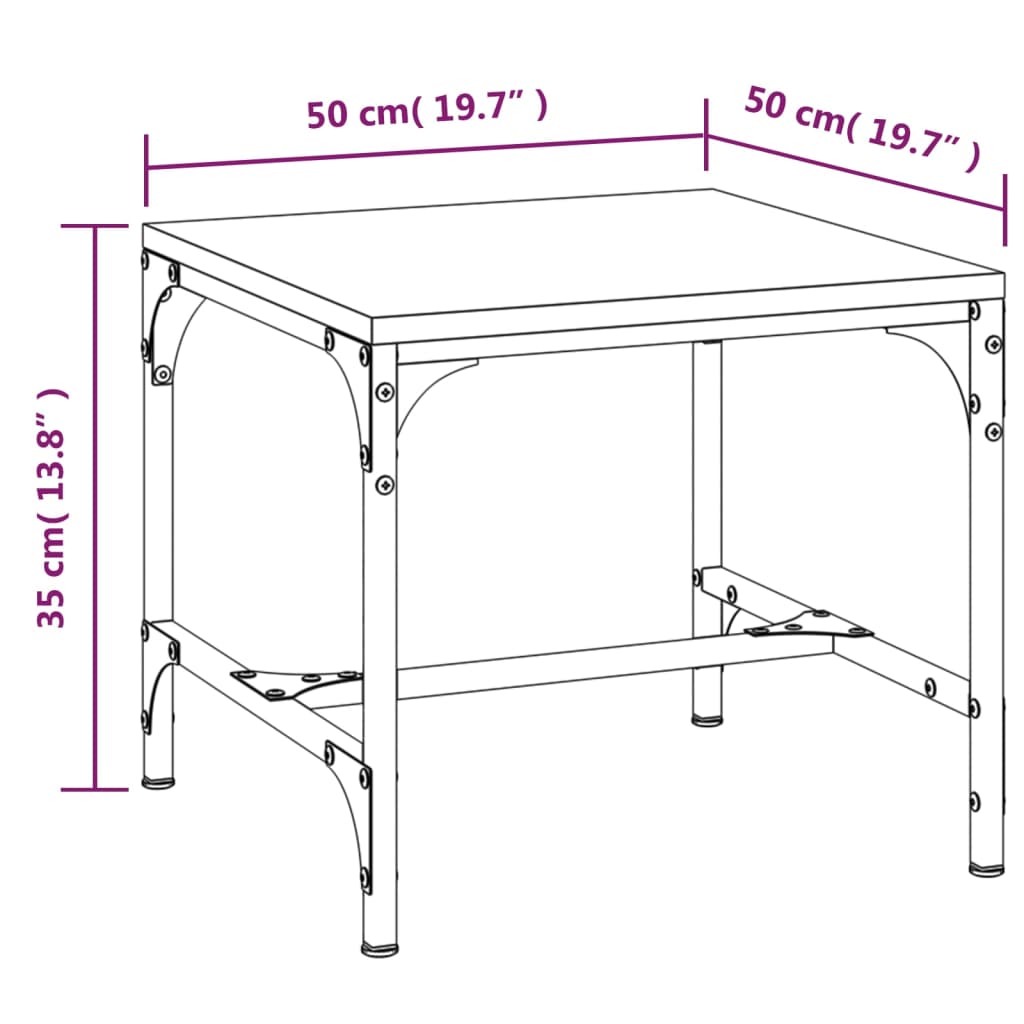 sofabord 50x50x35 cm konstrueret træ sonoma-eg