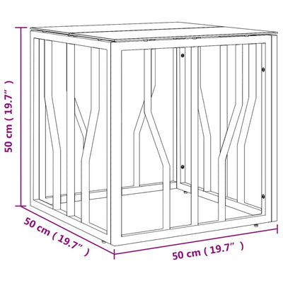 sofabord 50x50x50 cm rustfrit stål og glas sølvfarvet