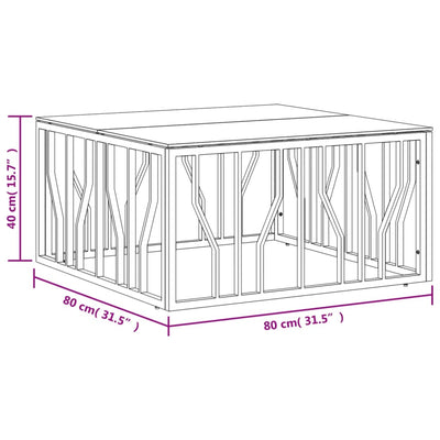 sofabord 80x80x40 cm rustfrit stål og glas