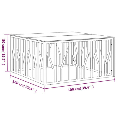 sofabord 100x100x50 cm rustfrit stål og glas