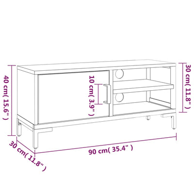 tv-bord 90x30x40 cm massivt fyrretræ sort