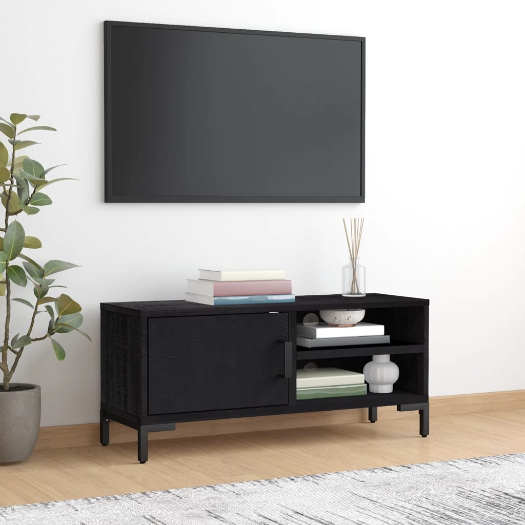 tv-bord 90x30x40 cm massivt fyrretræ sort