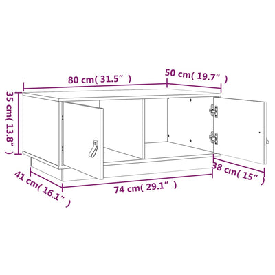 sofabord 80x50x35 cm massivt fyrretræ