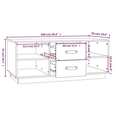 sofabord 100x50x41 cm massivt fyrretræ