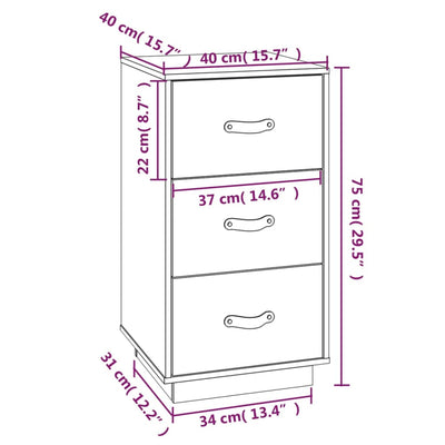  vidaXL sengeborde 2 stk. 40x40x75 cm massivt fyrretræ grå