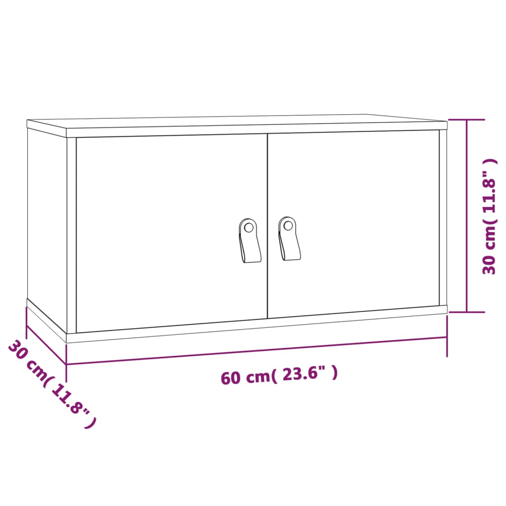 vægskab 60x30x30 cm massivt fyrretræ