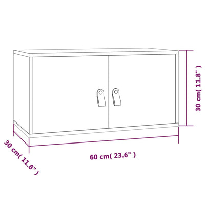 vægskab 60x30x30 cm massivt fyrretræ grå