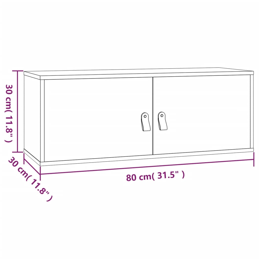 vægskab 80x30x30 cm massivt fyrretræ