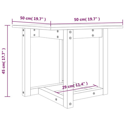 sofabord 50x50x45 cm massivt fyrretræ sort hvid