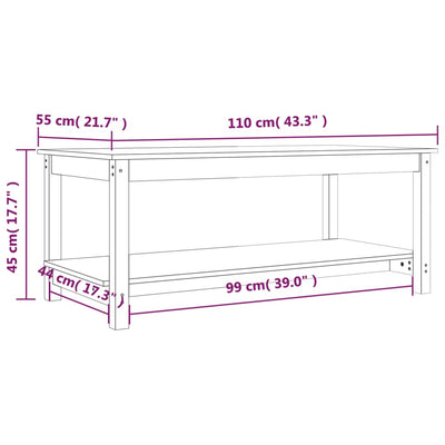 sofabord 110x55x45 cm massivt fyrretræ sort