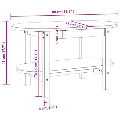 sofabord 80x45x45 cm massivt fyrretræ hvid