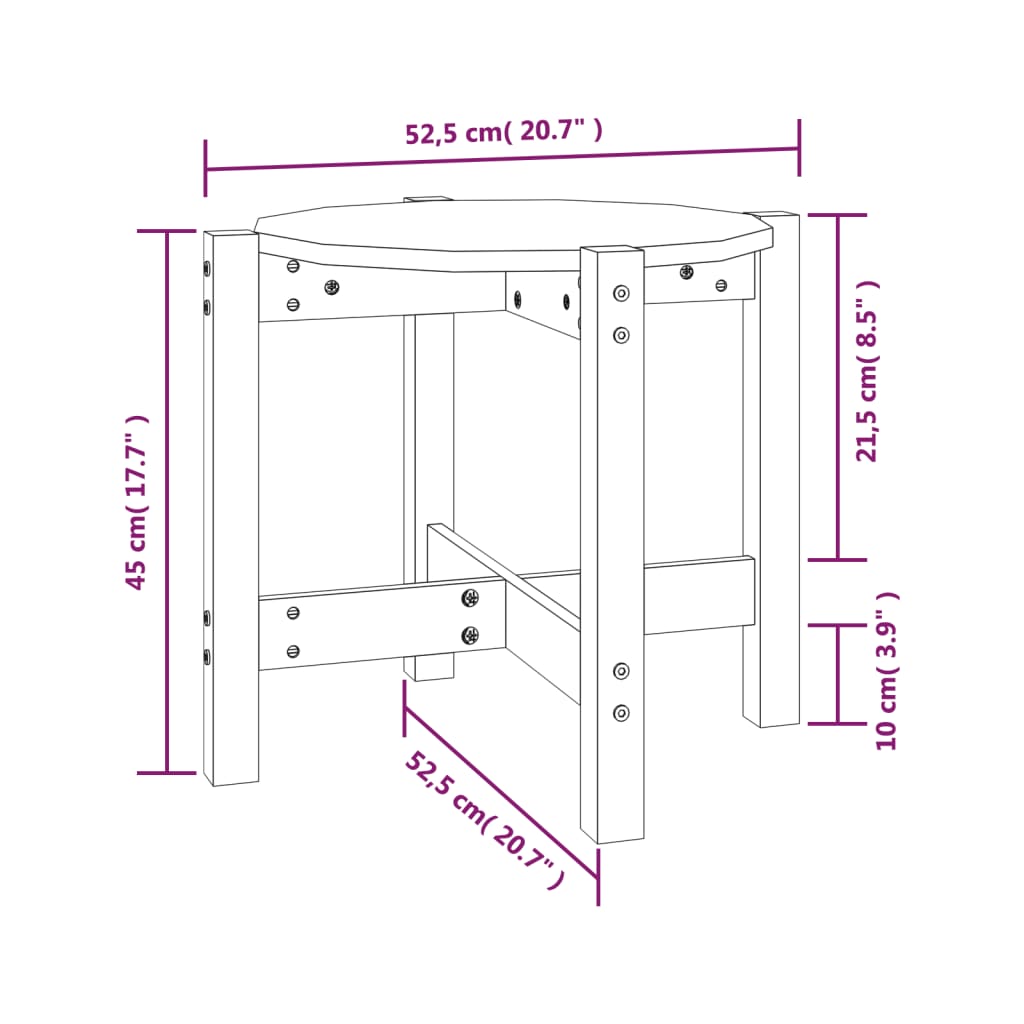 sofabord Ø 52,5x45 cm massivt fyrretræ