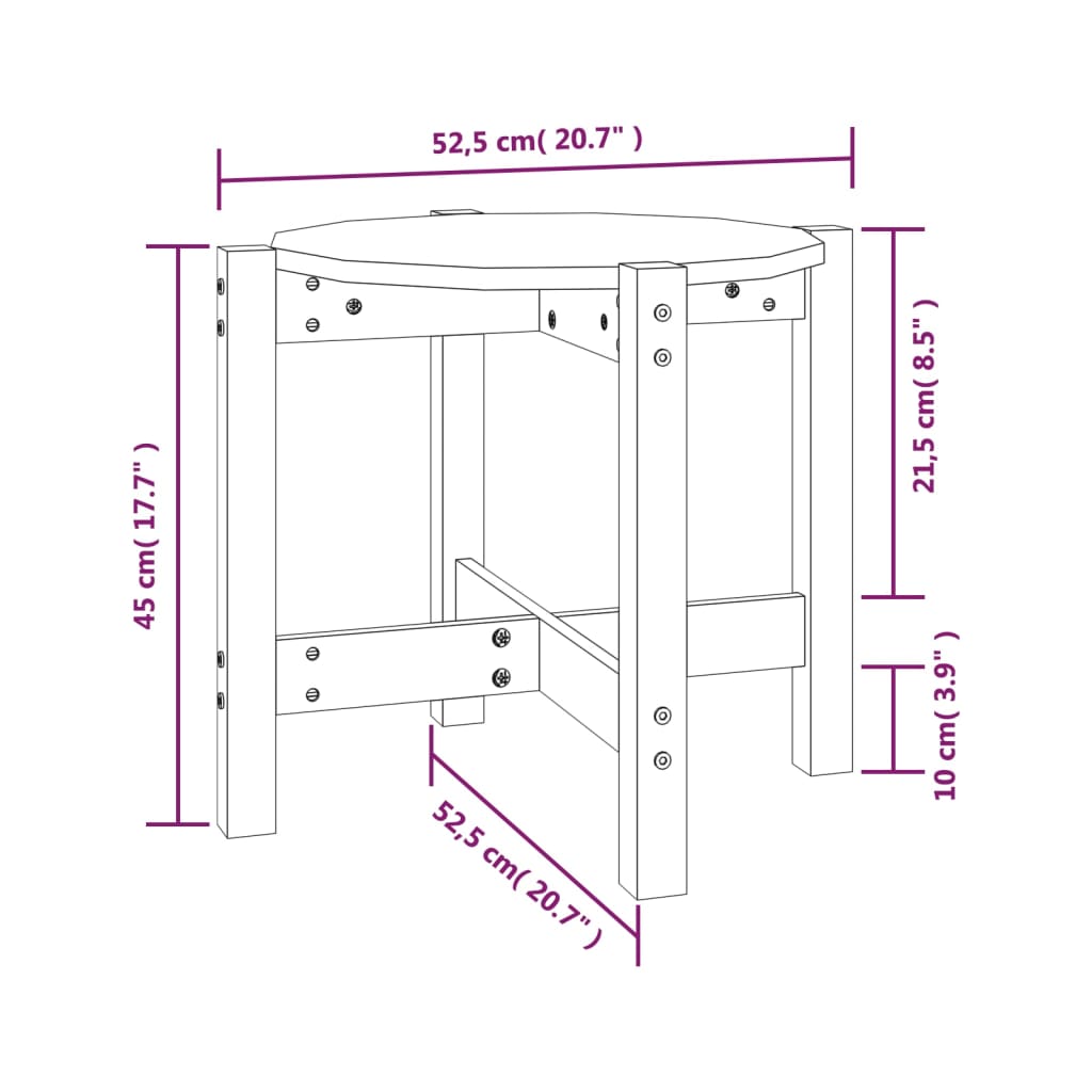 sofabord Ø 52,5x45 cm massivt fyrretræ hvid