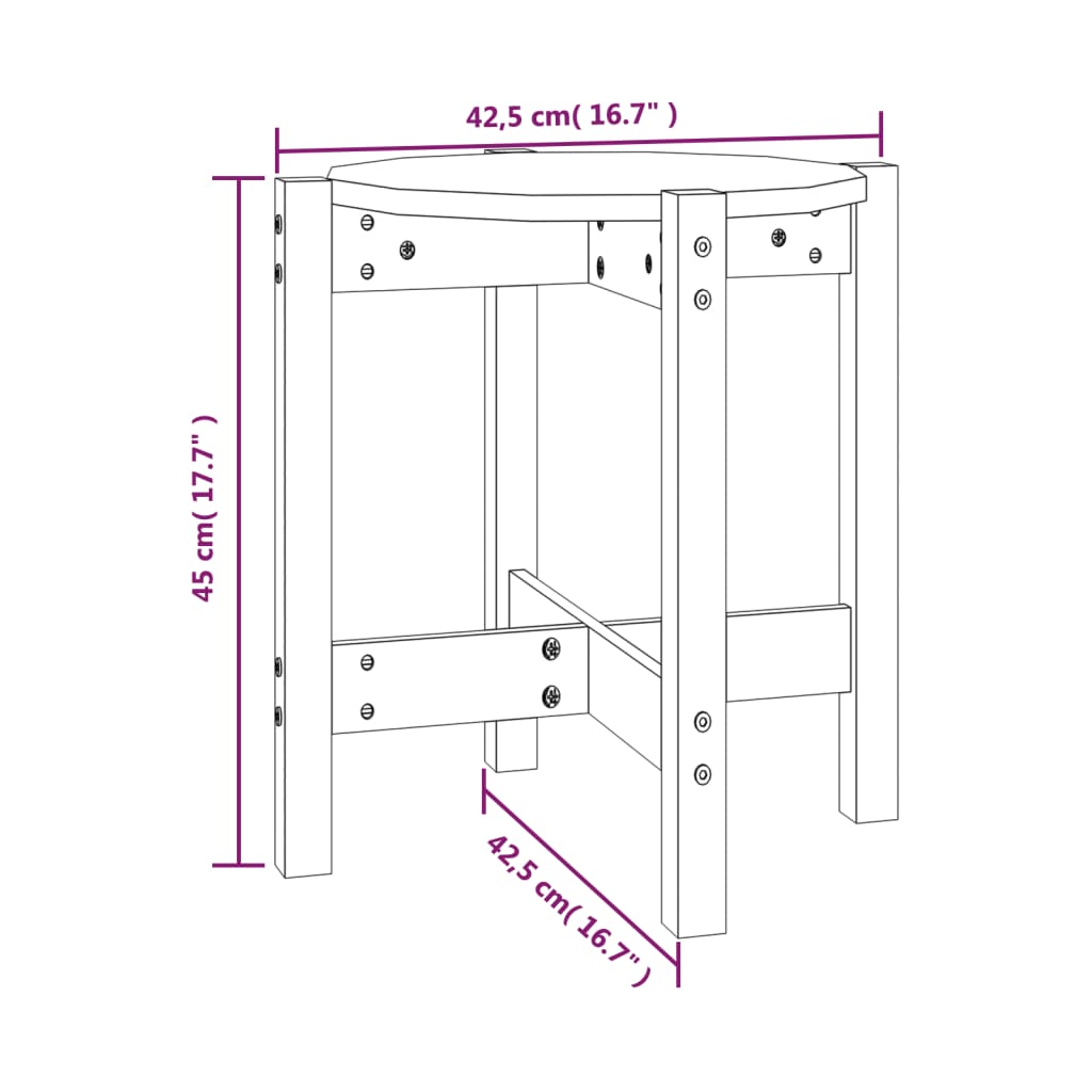 sofabord Ø 42,5x45 cm massivt fyrretræ sort