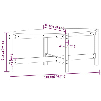 sofabord 118x63x45 cm massivt fyrretræ