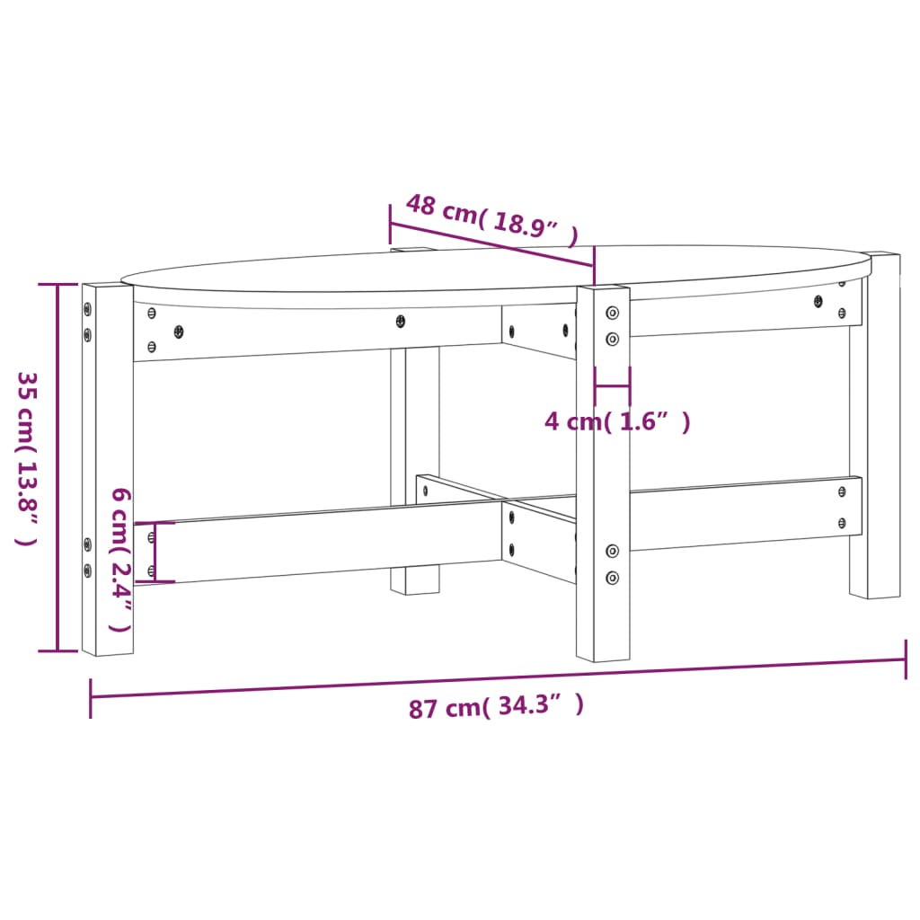 sofabord 87x48x35 cm massivt fyrretræ