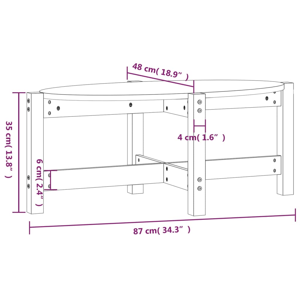 sofabord 87x48x35 cm massivt fyrretræ gyldenbrun