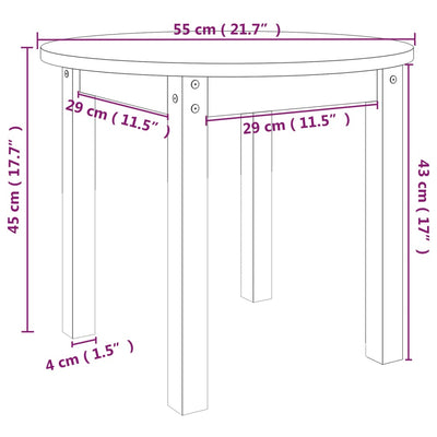 sofabord Ø 55x45 cm massivt fyrretræ hvid