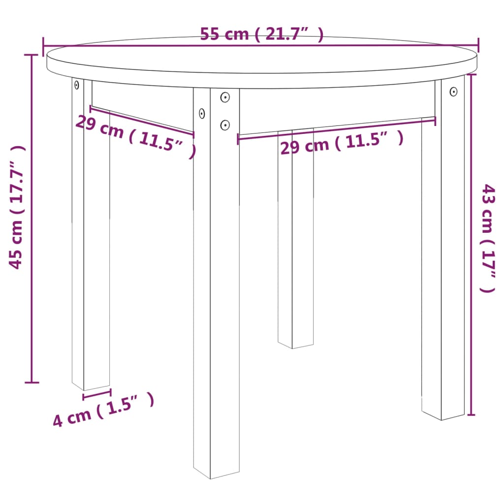 sofabord Ø 55x45 cm massivt fyrretræ grå