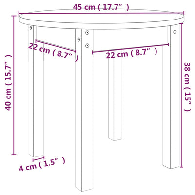 sofabord Ø 45x40 cm massivt fyrretræ hvid