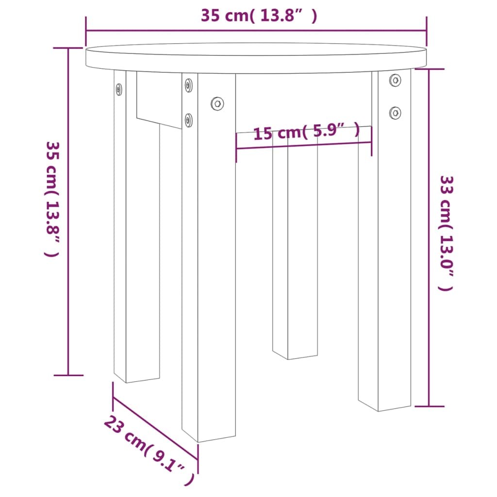 sofabord Ø 35x35 cm massivt fyrretræ grå