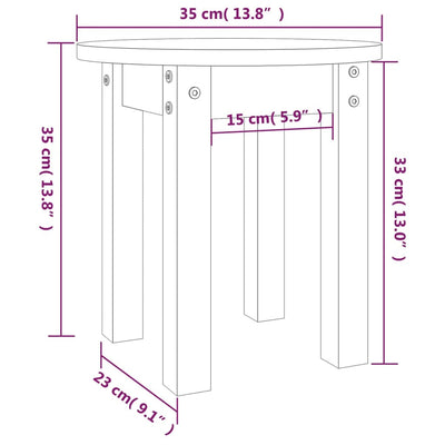 sofabord Ø 35x35 cm massivt fyrretræ grå