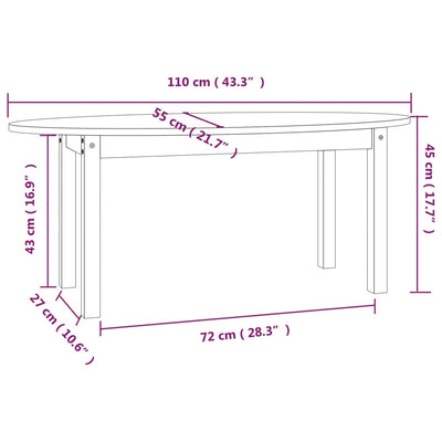 sofabord 110x55x45 cm massivt fyrretræ grå