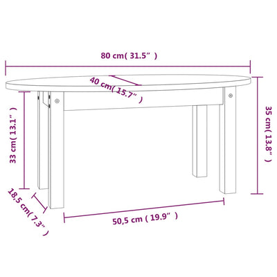 sofabord 80x40x35 cm massivt fyrretræ